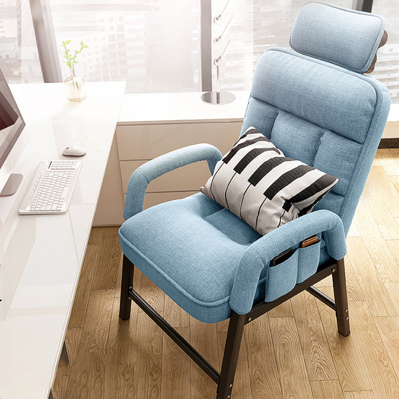 Metal Single Ergonimic Recliner with Pillow Adjustable Solid Color Recliner & Storage Bag & Lumbar Pillow & Lifting Headrest Blue Clearhalo 'Chairs & Seating' 'furn' 'furn_recliners' 'Furniture' 'Living Room Furniture' 'Recliners' 7684524