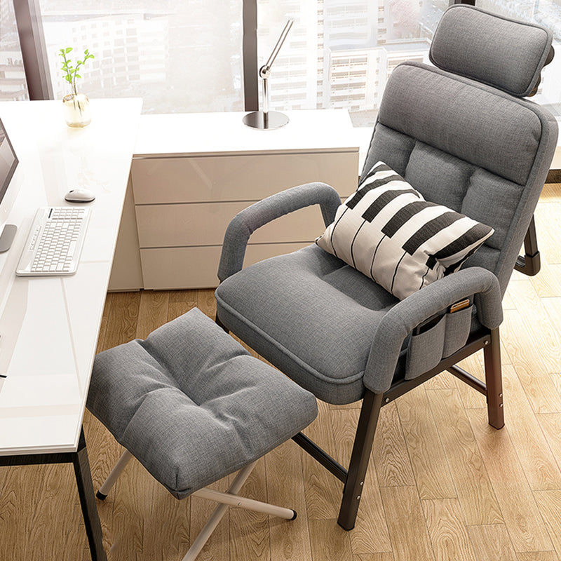 Metal Single Ergonimic Recliner with Pillow Adjustable Solid Color Recliner&Bag&Waist Pillow&Lifting Headrest&Steel Support&Ottoman Gray Clearhalo 'Chairs & Seating' 'furn' 'furn_recliners' 'Furniture' 'Living Room Furniture' 'Recliners' 7684528