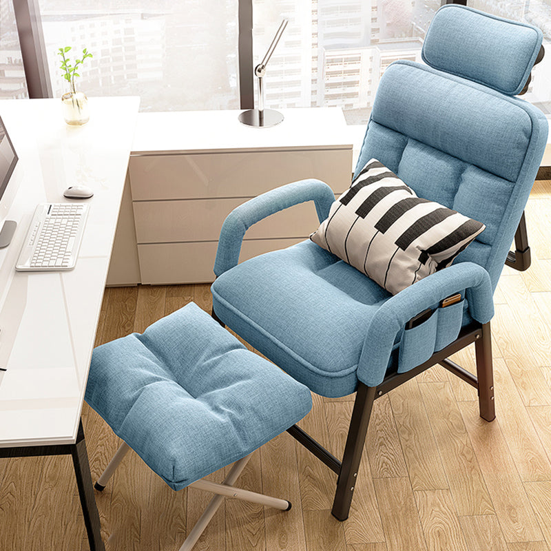 Metal Single Ergonimic Recliner with Pillow Adjustable Solid Color Recliner&Bag&Waist Pillow&Lifting Headrest&Steel Support&Ottoman Blue Clearhalo 'Chairs & Seating' 'furn' 'furn_recliners' 'Furniture' 'Living Room Furniture' 'Recliners' 7684530