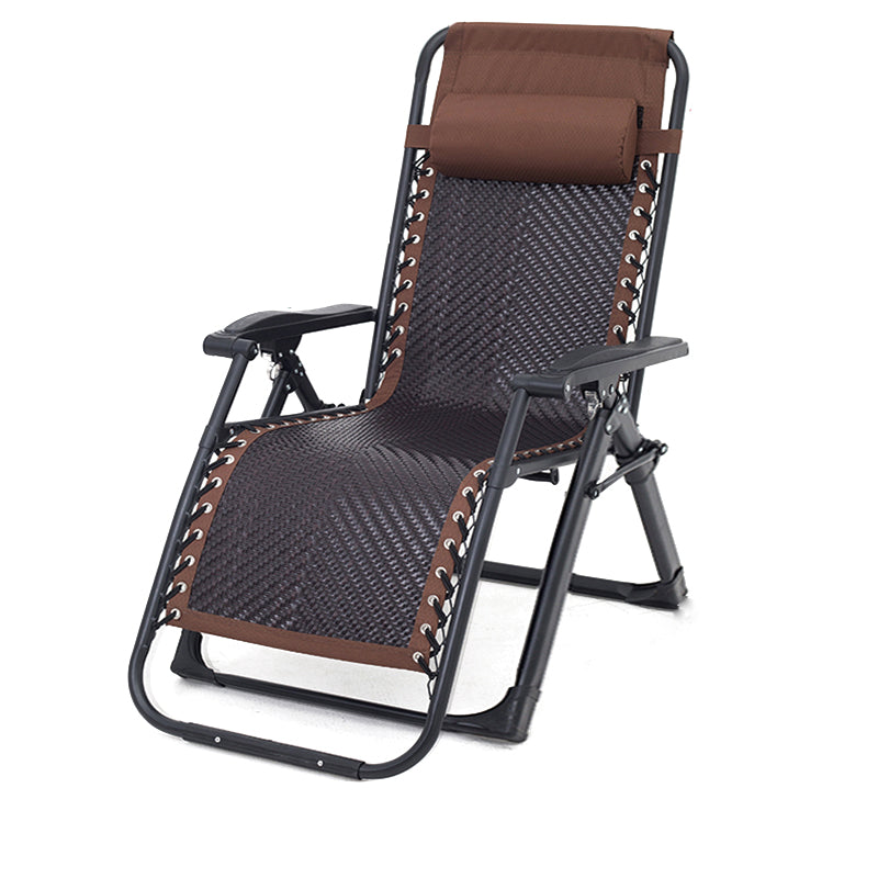 Metal Single Ergonimic Recliner Contemporary Standard (No Motion) with Arm Deck Chair Dark Brown Not Available Clearhalo 'Chairs & Seating' 'furn' 'furn_recliners' 'Furniture' 'Living Room Furniture' 'Recliners' 7684539
