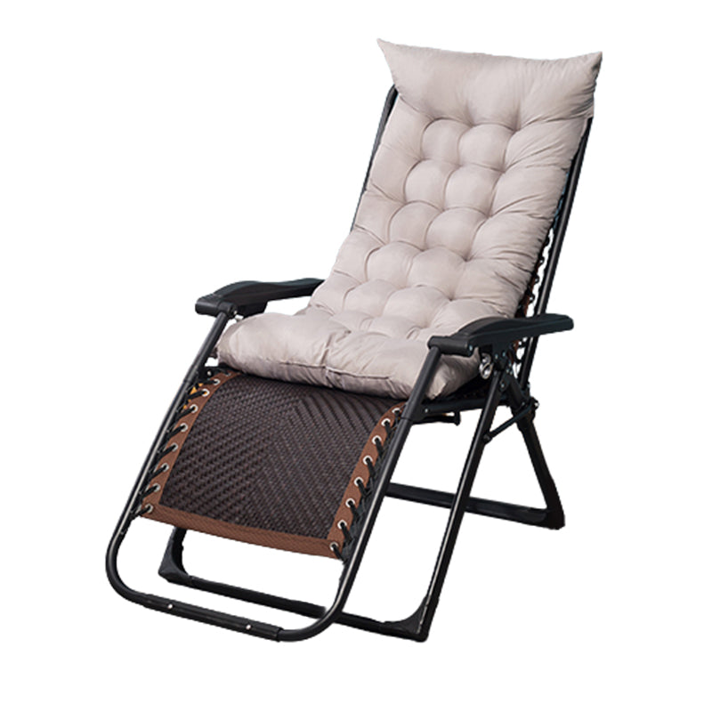 Metal Single Ergonimic Recliner Contemporary Standard (No Motion) with Arm Recliner & Impregnated Bandage & Seat & Back Cushion Dark Brown Light Gray Clearhalo 'Chairs & Seating' 'furn' 'furn_recliners' 'Furniture' 'Living Room Furniture' 'Recliners' 7684557