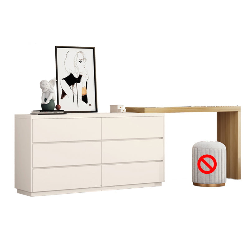 Bedroom Simple Make-up Vanity and Stool in White with Drawers
