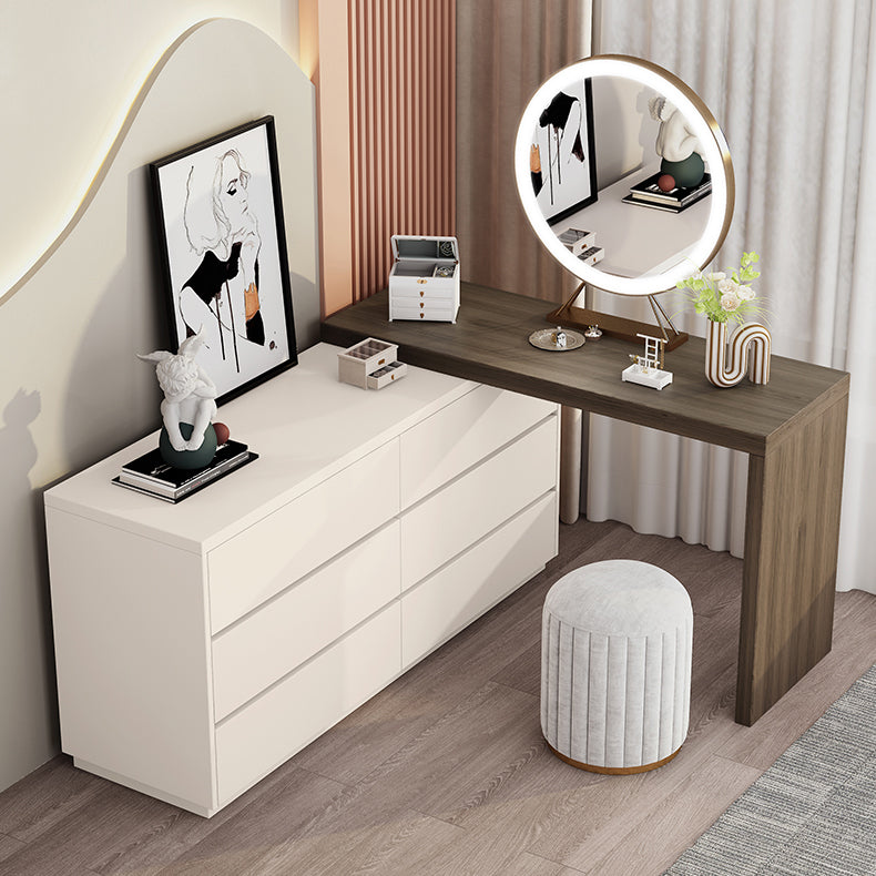 Bedroom Simple Make-up Vanity and Stool in White with Drawers