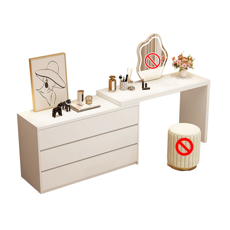 Bedroom Simple Make-up Vanity and Stool in White with Drawers