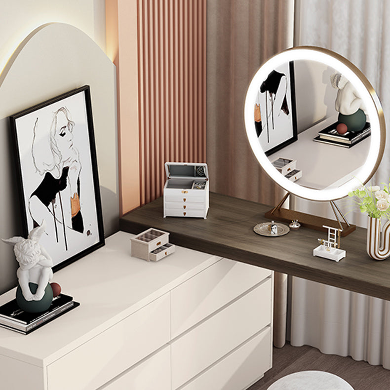 Bedroom Simple Make-up Vanity and Stool in White with Drawers