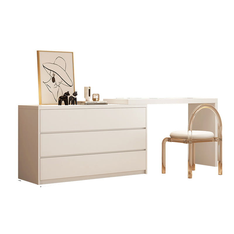 Bedroom Simple Make-up Vanity and Stool in White with Drawers