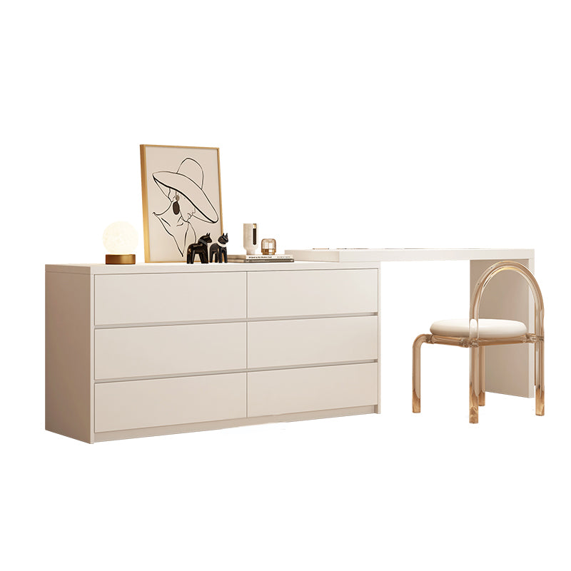 Bedroom Simple Make-up Vanity and Stool in White with Drawers