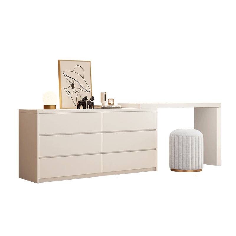 Bedroom Simple Make-up Vanity and Stool in White with Drawers