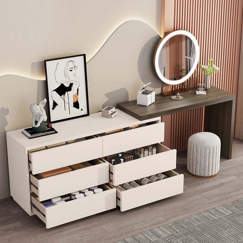 Bedroom Simple Make-up Vanity and Stool in White with Drawers