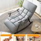 Contemporary Black Metal Base Recliner Chair with Side Pockets Deck Chair Square Back Gray Clearhalo 'Chairs & Seating' 'furn' 'furn_recliners' 'Furniture' 'Living Room Furniture' 'Recliners' 7684665
