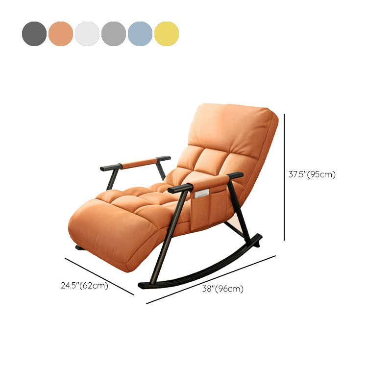 Contemporary Black Metal Base Recliner Chair with Side Pockets Clearhalo 'Chairs & Seating' 'furn' 'furn_recliners' 'Furniture' 'Living Room Furniture' 'Recliners' 7684697