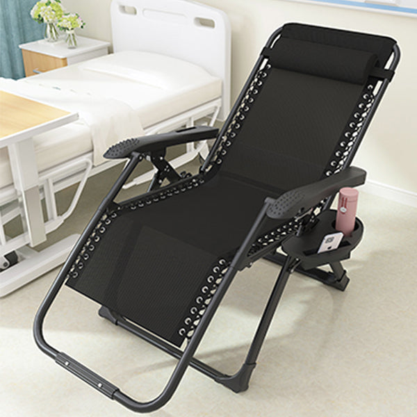 Black Contemporary Recliner Chair with Metal Base with Arms and Cup Holders Clearhalo 'Chairs & Seating' 'furn' 'furn_recliners' 'Furniture' 'Living Room Furniture' 'Recliners' 7684812