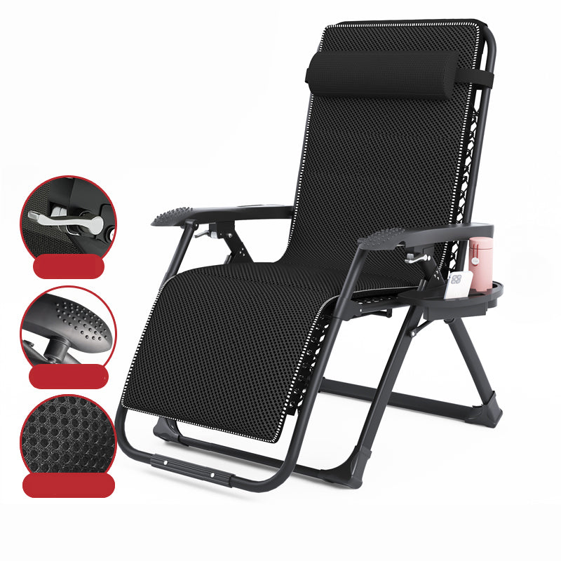 Black Contemporary Recliner Chair with Metal Base with Arms and Cup Holders Recliner & Cushion 28"L x 28"W x 46"H Massage Arm Clearhalo 'Chairs & Seating' 'furn' 'furn_recliners' 'Furniture' 'Living Room Furniture' 'Recliners' 7684822