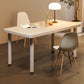 Mesa de comedor blanca plegable moderna con base de trineo de acero para comedor