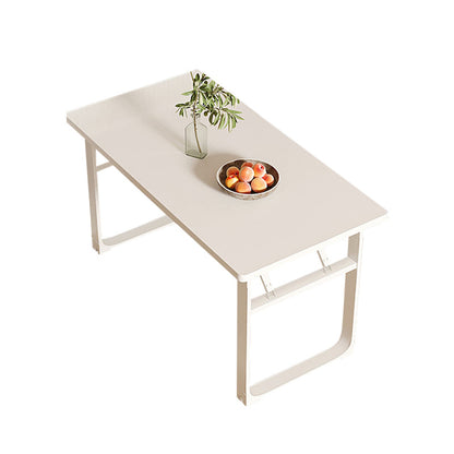 Mesa de comedor blanca plegable moderna con base de trineo de acero para comedor