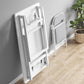 Mesa de comedor blanca plegable moderna con base de trineo de acero para comedor