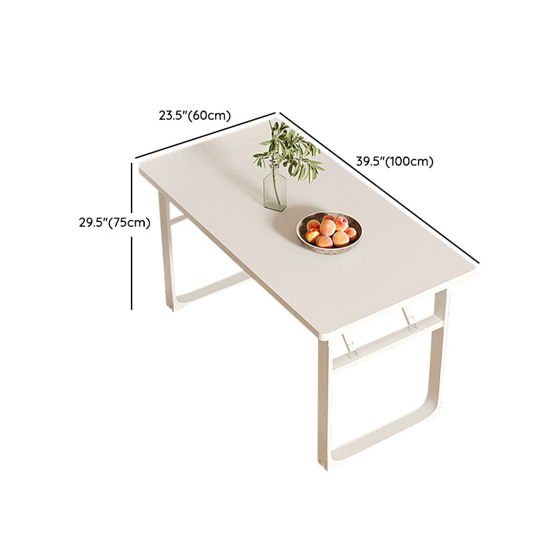 Mesa de comedor blanca plegable moderna con base de trineo de acero para comedor