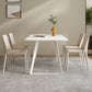 Modern Rectangle Dining Table White Stone Tabletop with Metal Sled Base