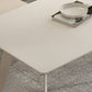 Modern Rectangle Dining Table White Stone Tabletop with Metal Sled Base