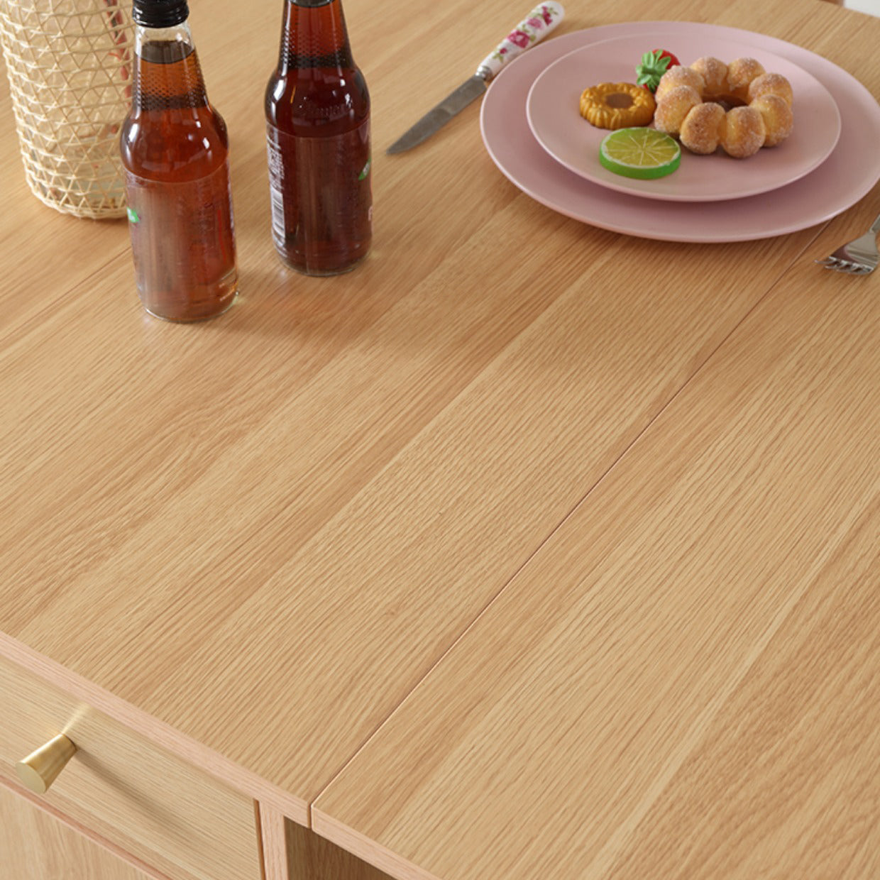 Modern Folding Dining Table Extendable for Small Spaces in Natural Clearhalo 'Dining Tables & Seating' 'Dining Tables' 'dining_table' 'furn' 'furn_dining_table' 'Furniture' 'Kitchen & Dining Furniture' 7685411