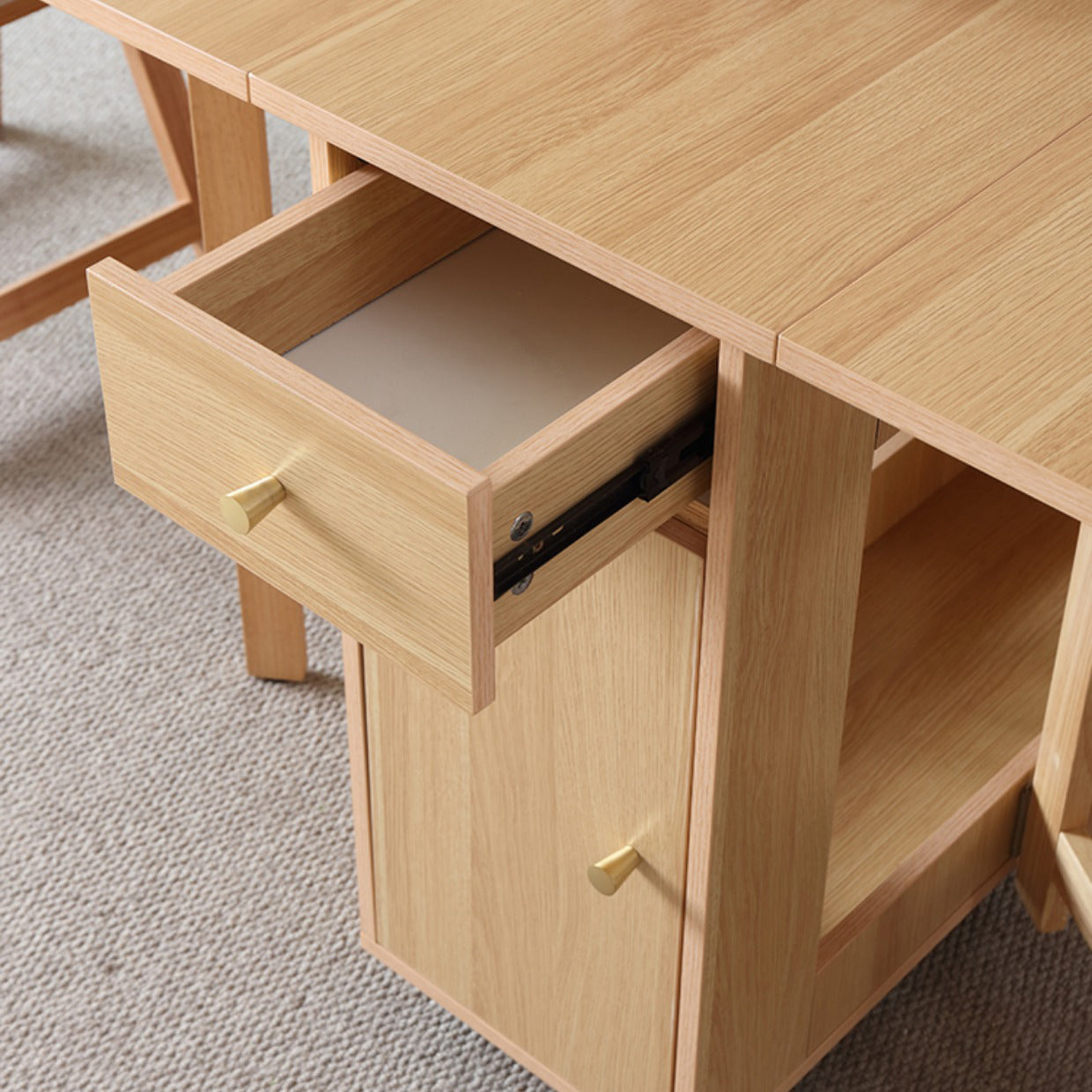 Modern Folding Dining Table Extendable for Small Spaces in Natural Clearhalo 'Dining Tables & Seating' 'Dining Tables' 'dining_table' 'furn' 'furn_dining_table' 'Furniture' 'Kitchen & Dining Furniture' 7685414