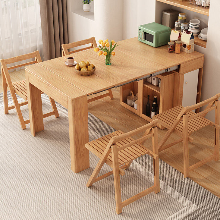 Modern Rectangle Wooden Dining Room Table for Small Space with Storage