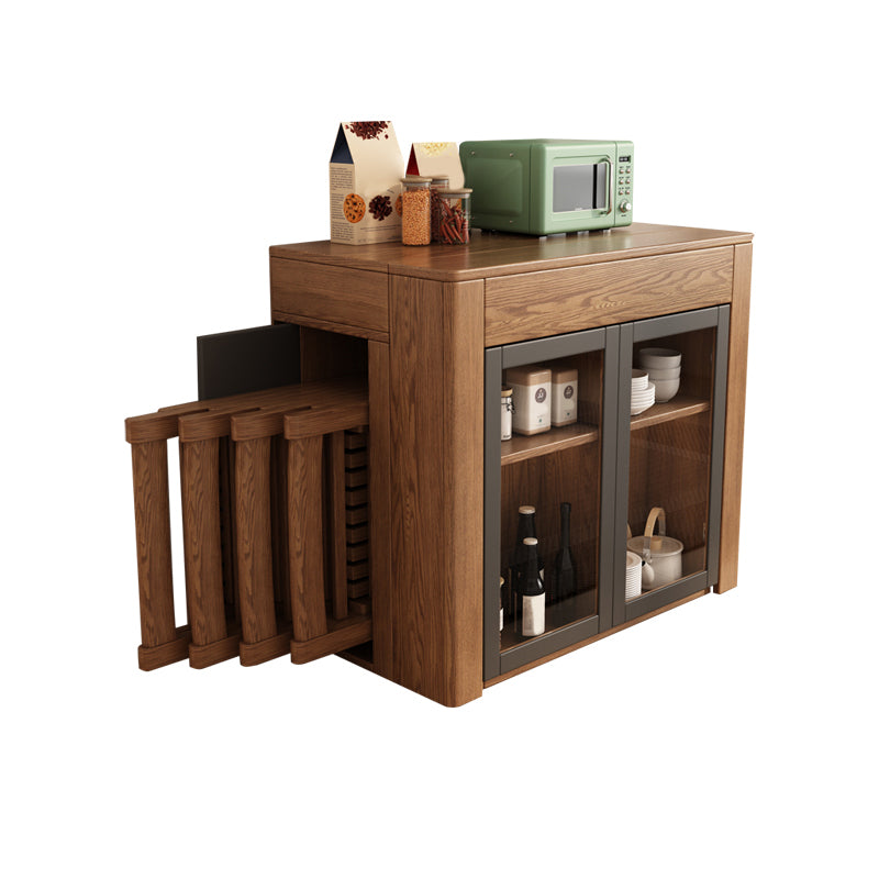 Modern Rectangle Wooden Dining Room Table for Small Space with Storage