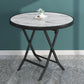 Glass Foldable Dining Table for 2 Person with Black Metal Base Round White 27.6"L x 27.6"W x 28.7"H Clearhalo 'Dining Tables & Seating' 'Dining Tables' 'dining_table' 'furn' 'furn_dining_table' 'Furniture' 'Kitchen & Dining Furniture' 7685435