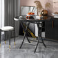 Glass Foldable Dining Table for 2 Person with Black Metal Base Clearhalo 'Dining Tables & Seating' 'Dining Tables' 'dining_table' 'furn' 'furn_dining_table' 'Furniture' 'Kitchen & Dining Furniture' 7685447
