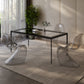 Modern Rectangle Dining Table Clear Glass Tabletop with Aluminum Legs