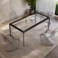 Modern Rectangle Dining Table Clear Glass Tabletop with Aluminum Legs