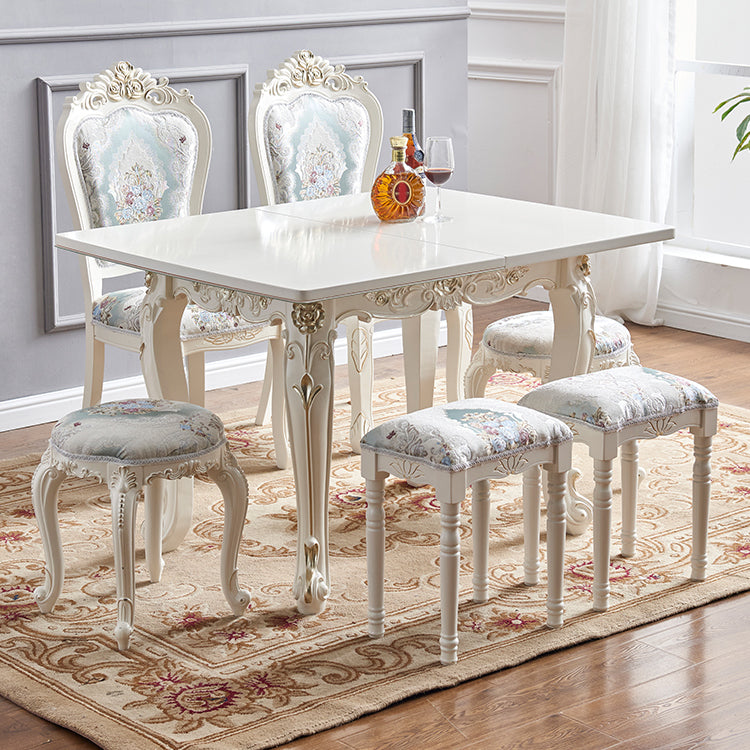 Glam Foldable Rectangle Dining Table Glass Tabletop with Wood Legs Clearhalo 'Dining Tables & Seating' 'Dining Tables' 'dining_table' 'furn' 'furn_dining_table' 'Furniture' 'Kitchen & Dining Furniture' 7685478