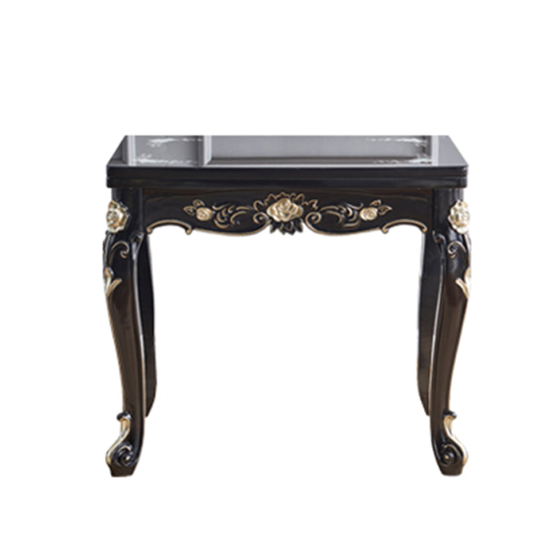 Glam Foldable Rectangle Dining Table Glass Tabletop with Wood Legs Clearhalo 'Dining Tables & Seating' 'Dining Tables' 'dining_table' 'furn' 'furn_dining_table' 'Furniture' 'Kitchen & Dining Furniture' 7685480