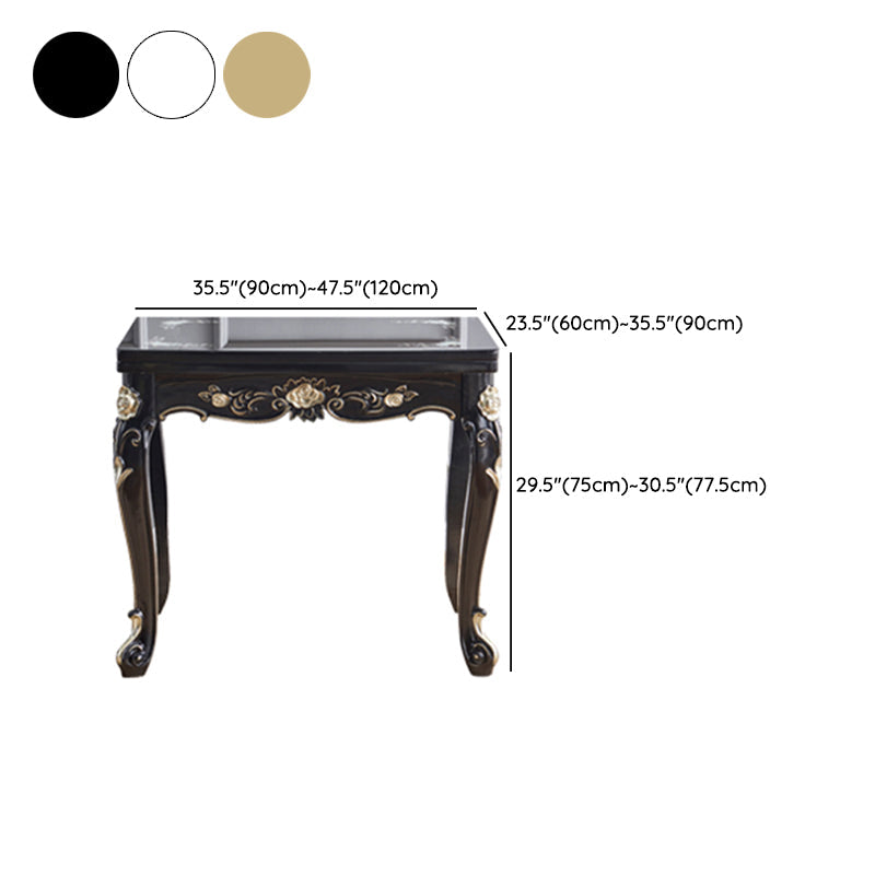 Glam Foldable Rectangle Dining Table Glass Tabletop with Wood Legs Clearhalo 'Dining Tables & Seating' 'Dining Tables' 'dining_table' 'furn' 'furn_dining_table' 'Furniture' 'Kitchen & Dining Furniture' 7685486
