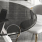 Modern Round Dining Table Glass Tabletop with Metal Pedestal Base
