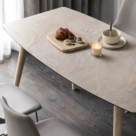 Modern Rectangle Ceramic Top Dining Table with Wood Legs for Living Room Clearhalo 'Dining Tables & Seating' 'Dining Tables' 'dining_table' 'furn' 'furn_dining_table' 'Furniture' 'Kitchen & Dining Furniture' 7685527