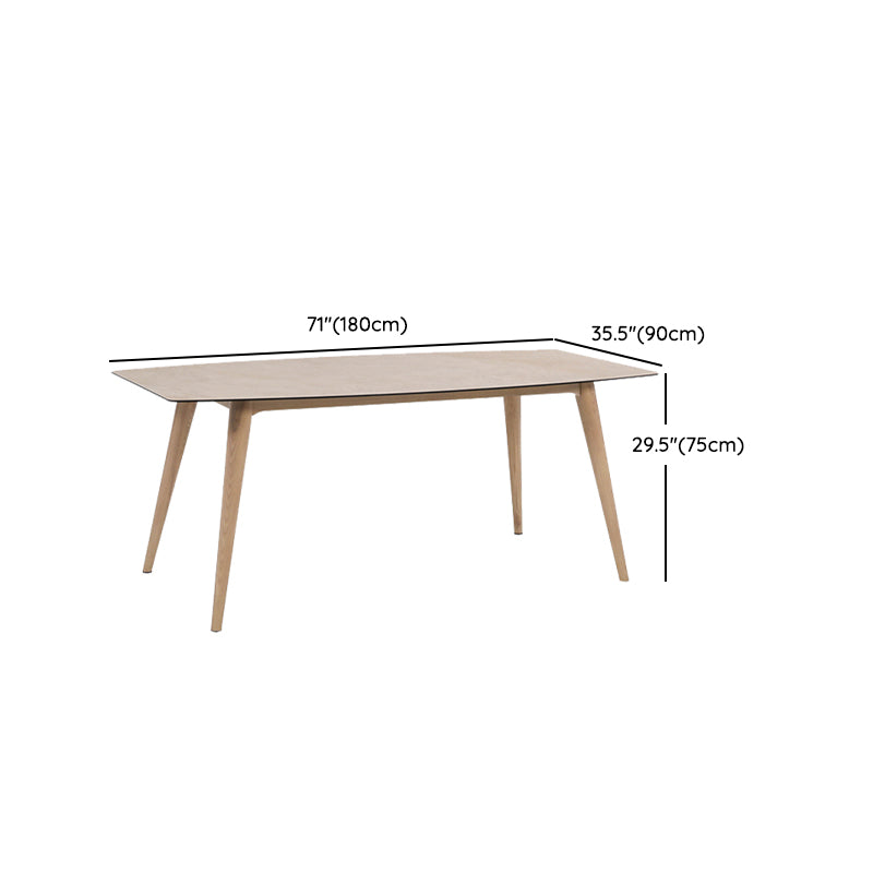 Modern Rectangle Ceramic Top Dining Table with Wood Legs for Living Room Clearhalo 'Dining Tables & Seating' 'Dining Tables' 'dining_table' 'furn' 'furn_dining_table' 'Furniture' 'Kitchen & Dining Furniture' 7685528