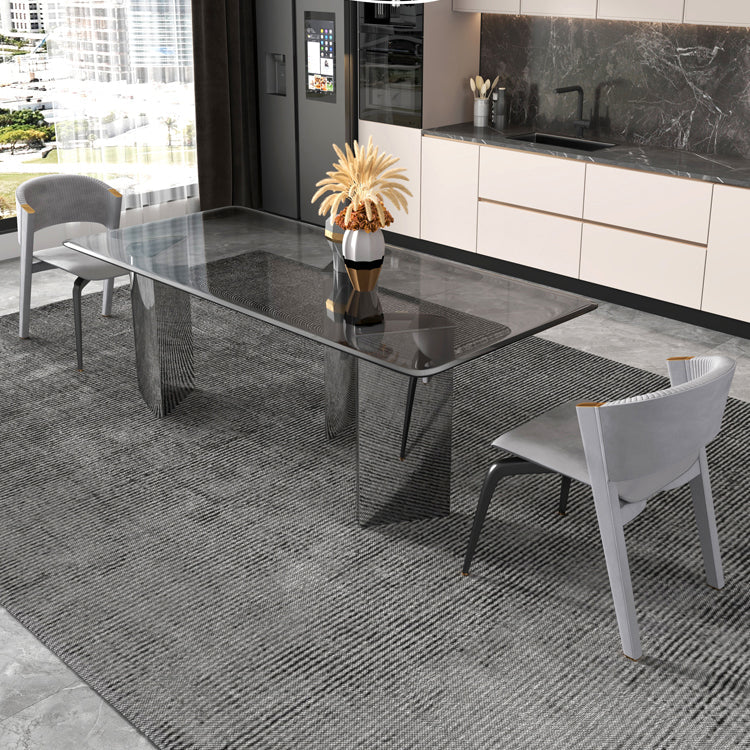 Modern Glass Dining Table Rectangle Tabletop with Glass Legs
