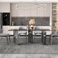 Modern Glass Dining Table Rectangle Tabletop with Glass Legs