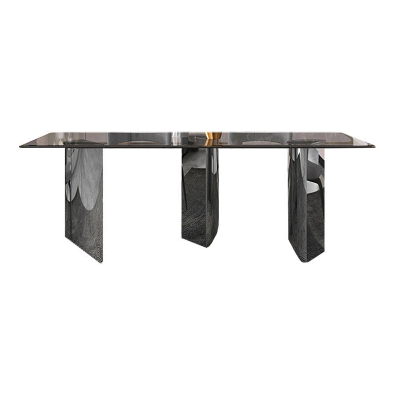 Modern Glass Dining Table Rectangle Tabletop with Glass Legs
