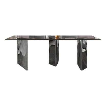 Modern Glass Dining Table Rectangle Tabletop with Glass Legs