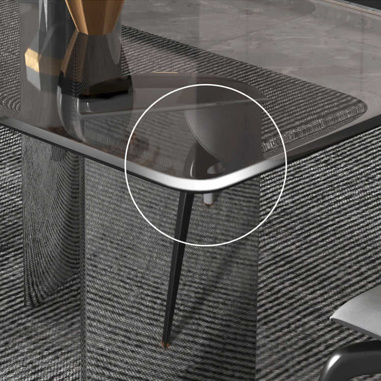 Modern Glass Dining Table Rectangle Tabletop with Glass Legs