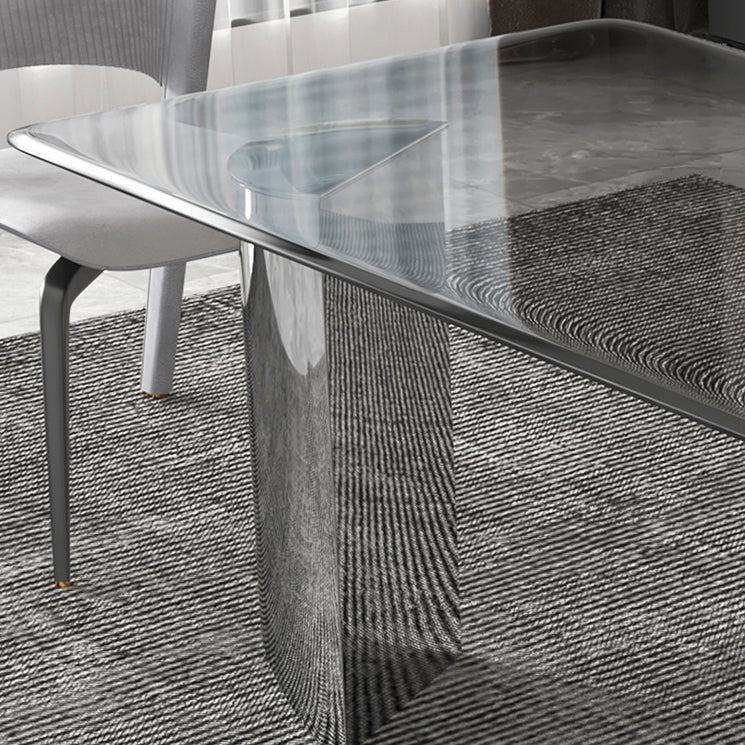 Modern Glass Dining Table Rectangle Tabletop with Glass Legs