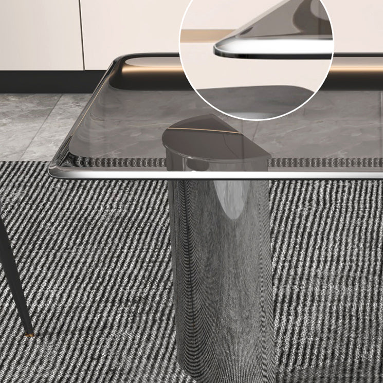 Modern Glass Dining Table Rectangle Tabletop with Glass Legs
