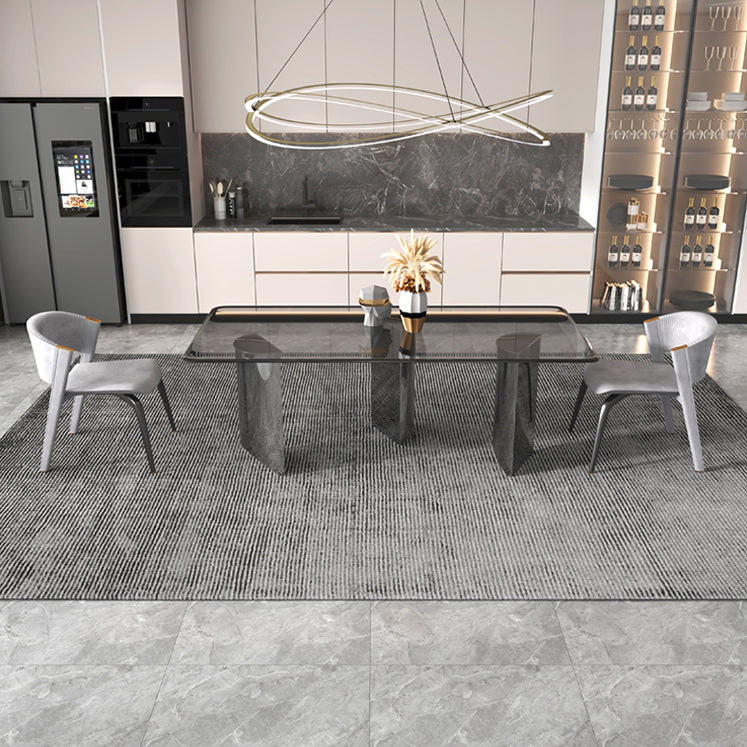 Modern Glass Dining Table Rectangle Tabletop with Glass Legs