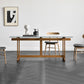 Clear Modern Rectangle Glass Dining Table with Solid Wood Trestle Base