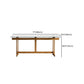 Clear Modern Rectangle Glass Dining Table with Solid Wood Trestle Base