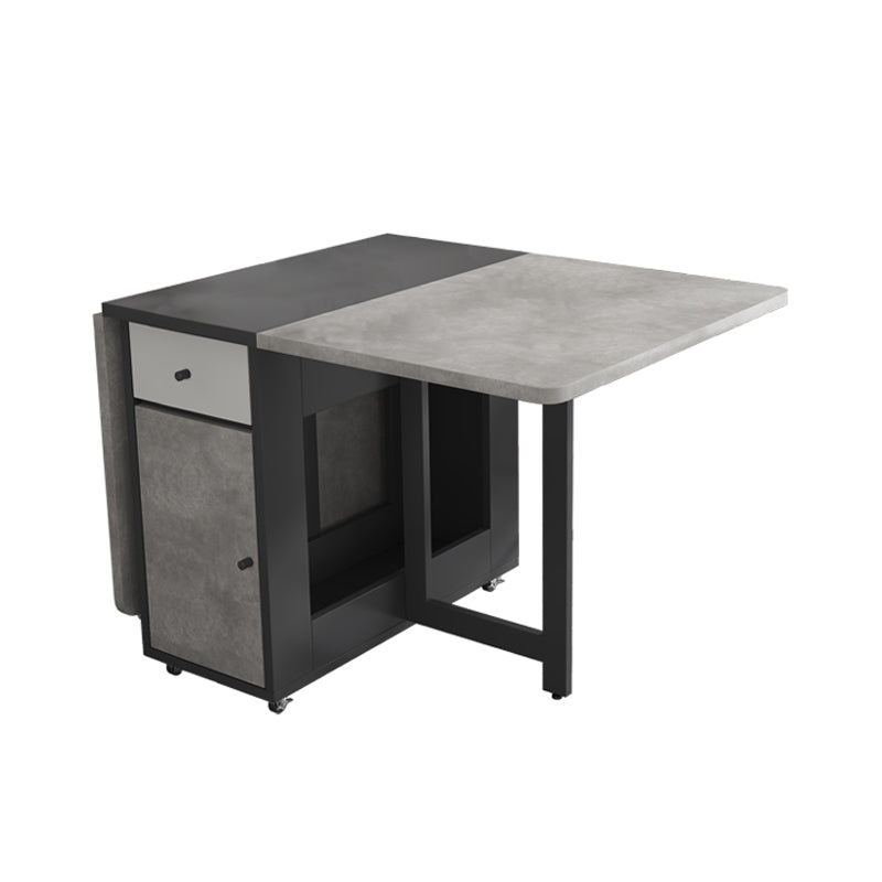 Mesa de comedor moderna plegable con tapa de madera, extensible para espacios pequeños en gris