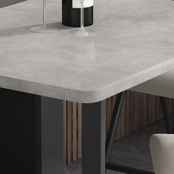 Mesa de comedor moderna plegable con tapa de madera, extensible para espacios pequeños en gris