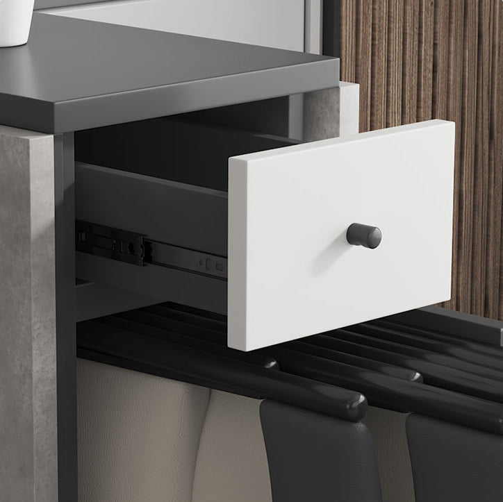 Mesa de comedor moderna plegable con tapa de madera, extensible para espacios pequeños en gris